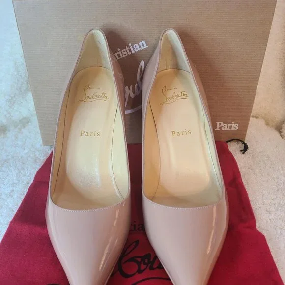 Christian Louboutin Pigalle Plato 100 Nude Patent Pump - Picture 4 of 9